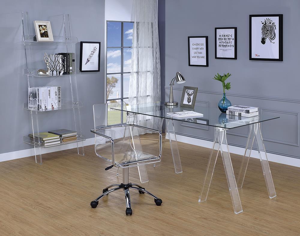Amaturo Office Chair with Casters Clear and Chrome Amaturo Office Chair with Casters Clear and Chrome Half Price Furniture