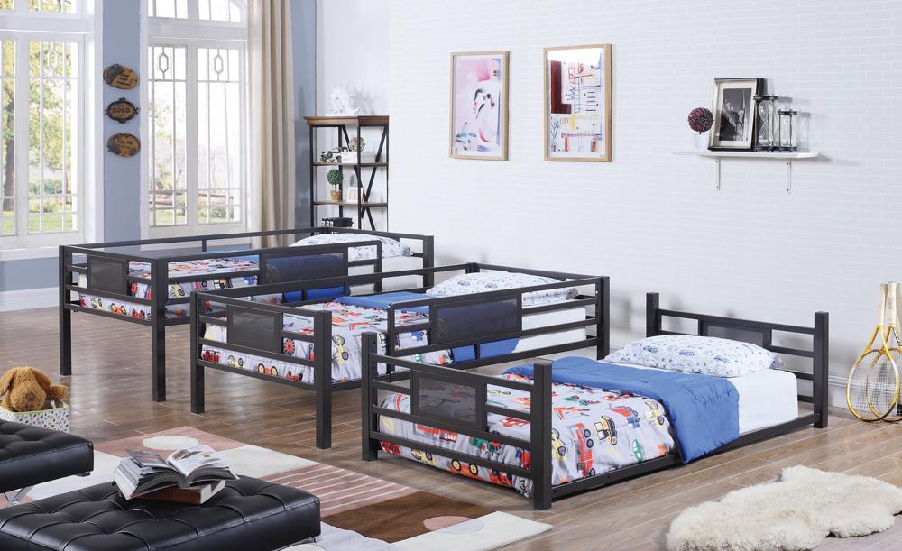 Rogen Twin Triple Bunk Bed Dark Bronze - Bunk Bed - Half Price Furniture