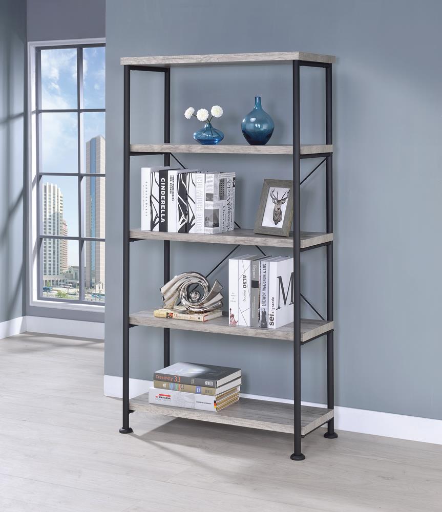 Analiese 4-shelf Open Bookcase Grey Driftwood Analiese 4-shelf Open Bookcase Grey Driftwood Half Price Furniture