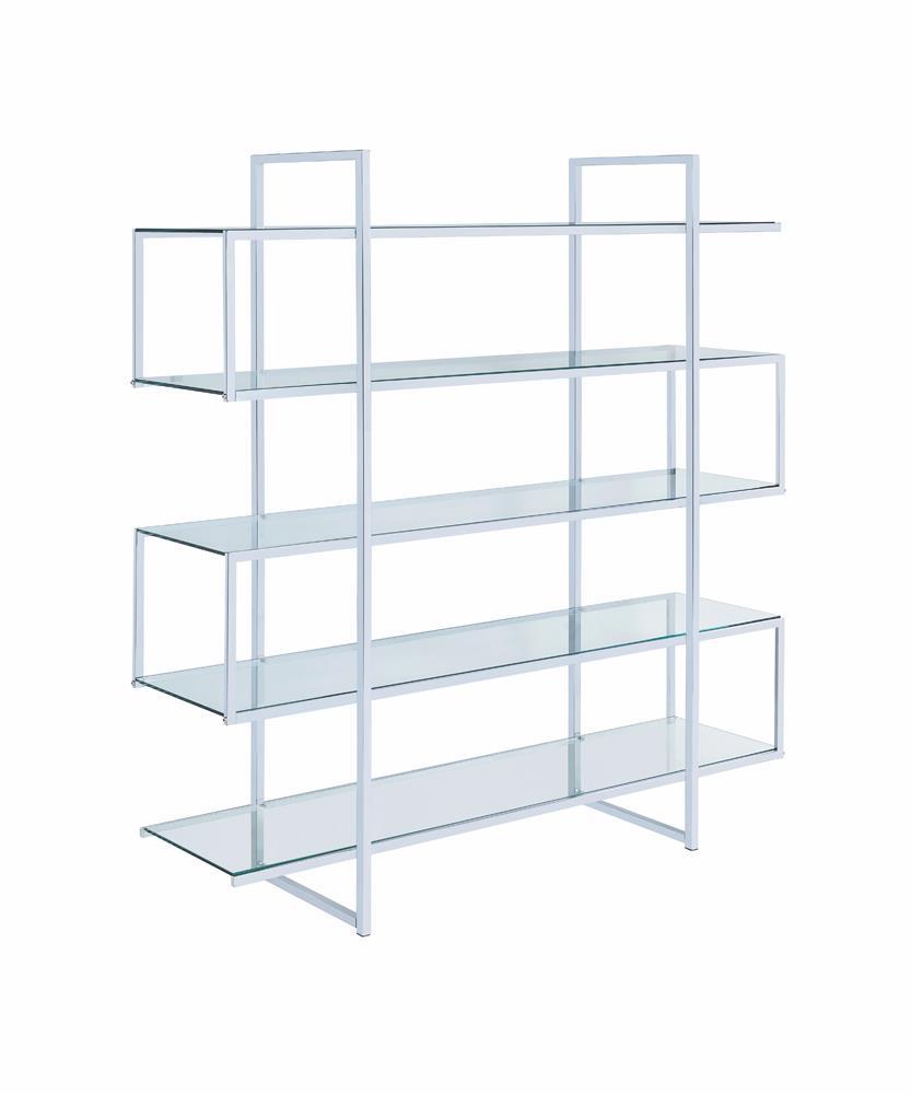 Elmer 5-shelf Bookcase Chrome and Clear - Half Price Furniture