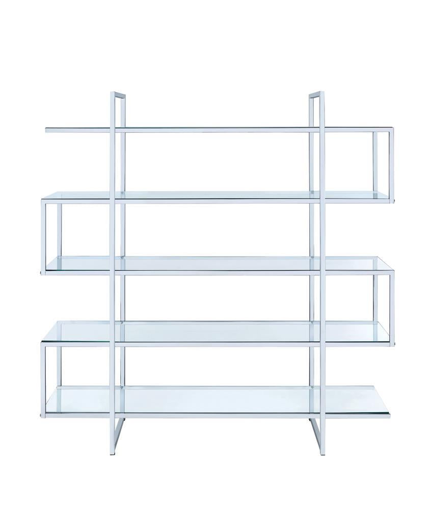 Elmer 5-shelf Bookcase Chrome and Clear Elmer 5-shelf Bookcase Chrome and Clear Half Price Furniture
