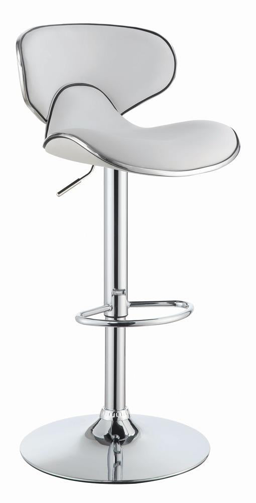 Edenton Upholstered Adjustable Height Bar Stools White and Chrome (Set of 2) Half Price Furniture
