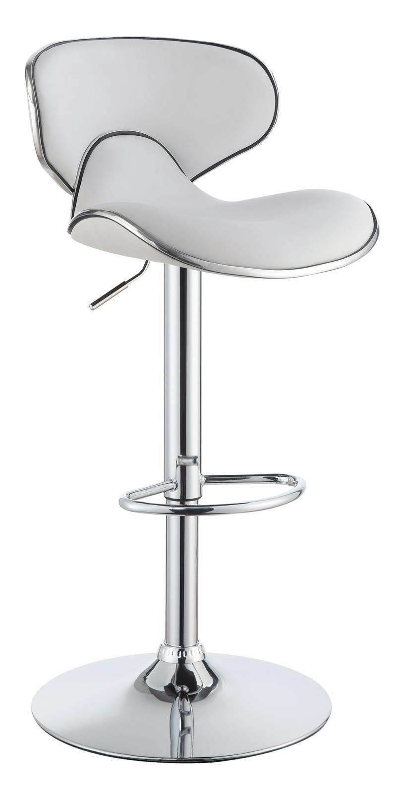 Edenton Upholstered Adjustable Height Bar Stools White and Chrome (Set of 2) Half Price Furniture