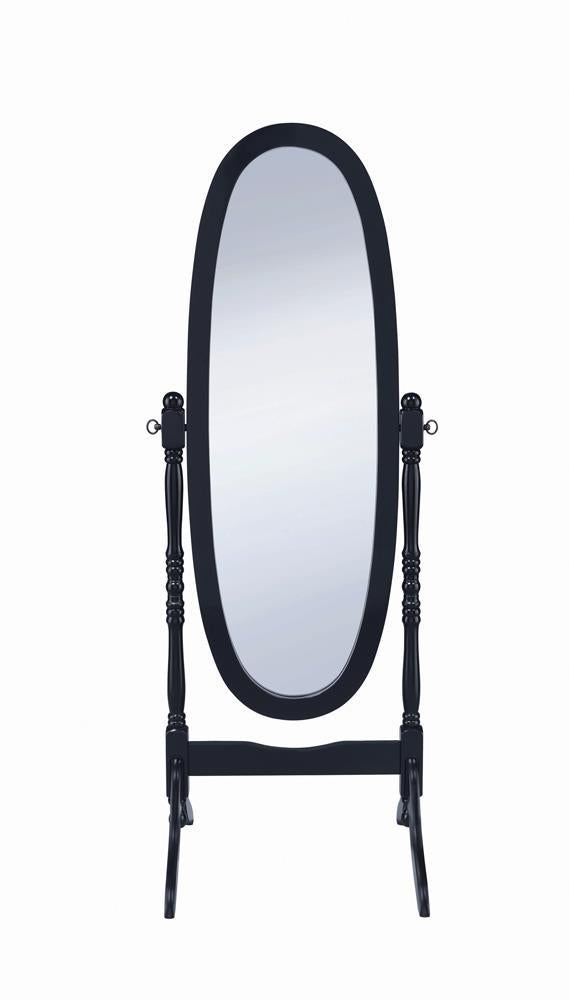 Foyet Oval Cheval Mirror Black Half Price Furniture