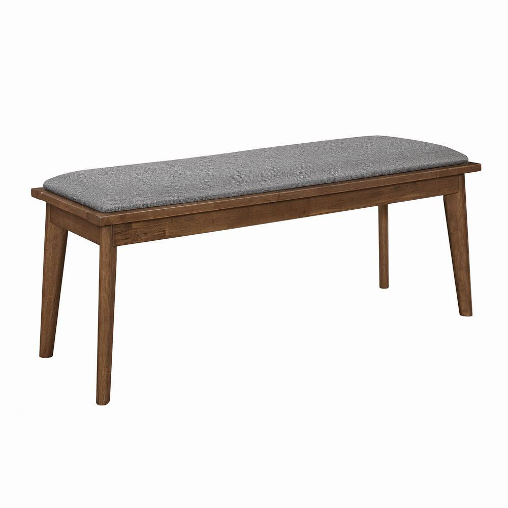 Alfredo Upholstered Dining Bench Grey and Natural Walnut - Bench - Half Price Furniture