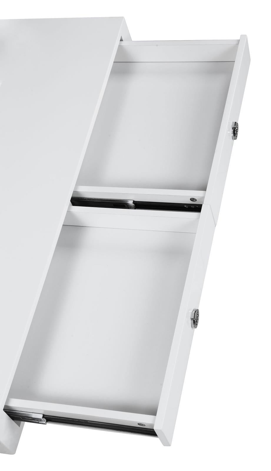 Gemma 2-drawer Writing Desk Glossy White and Chrome - Desk - Half Price Furniture