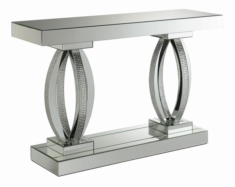 Amalia Rectangular Sofa Table with Shelf Clear Mirror - Half Price Furniture