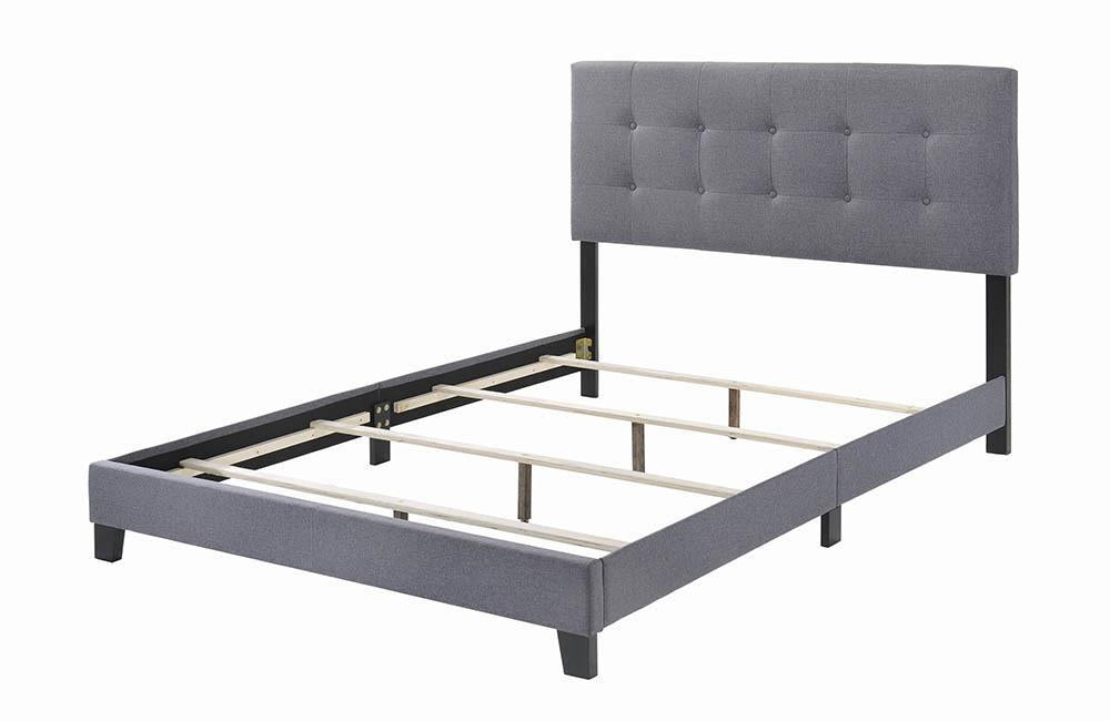 Mapes Tufted Upholstered Eastern King Bed Grey Half Price Furniture