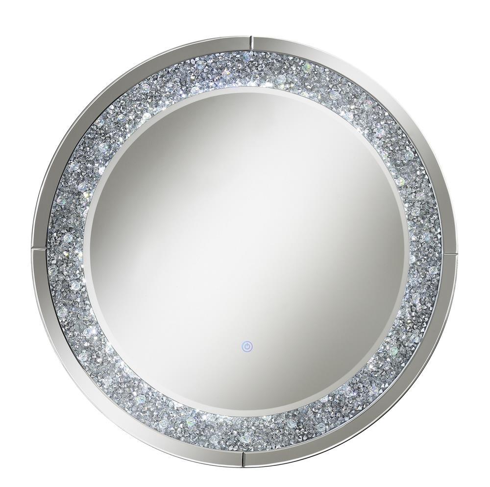 Lixue Round Wall Mirror with LED Lighting Silver Lixue Round Wall Mirror with LED Lighting Silver Half Price Furniture