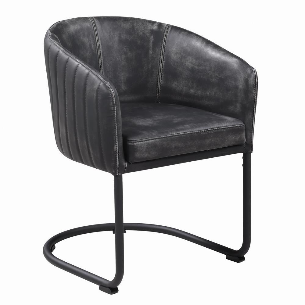 Banner Upholstered Dining Chair Anthracite and Matte Black Half Price Furniture