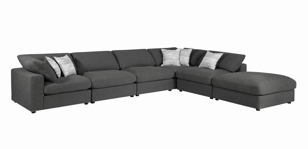 Serene Upholstered Rectangular Ottoman Charcoal Half Price Furniture