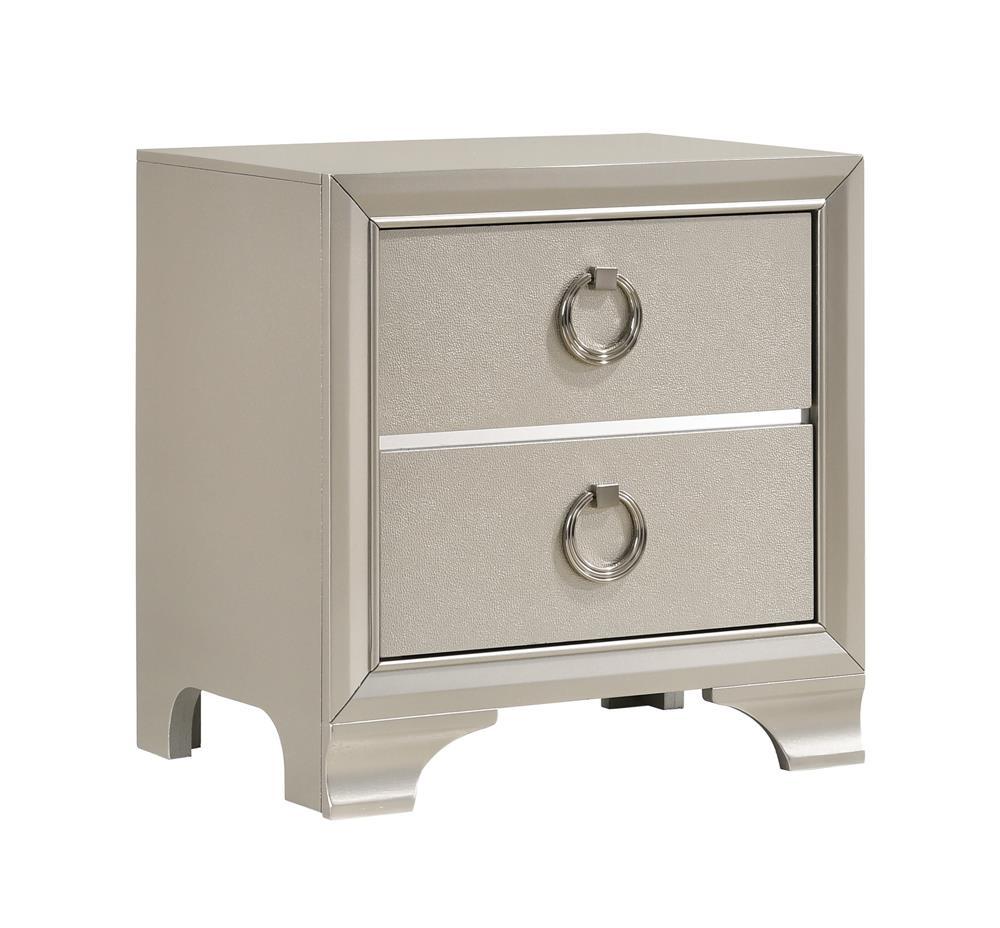 Salford 2-drawer Nightstand Metallic Sterling - Half Price Furniture