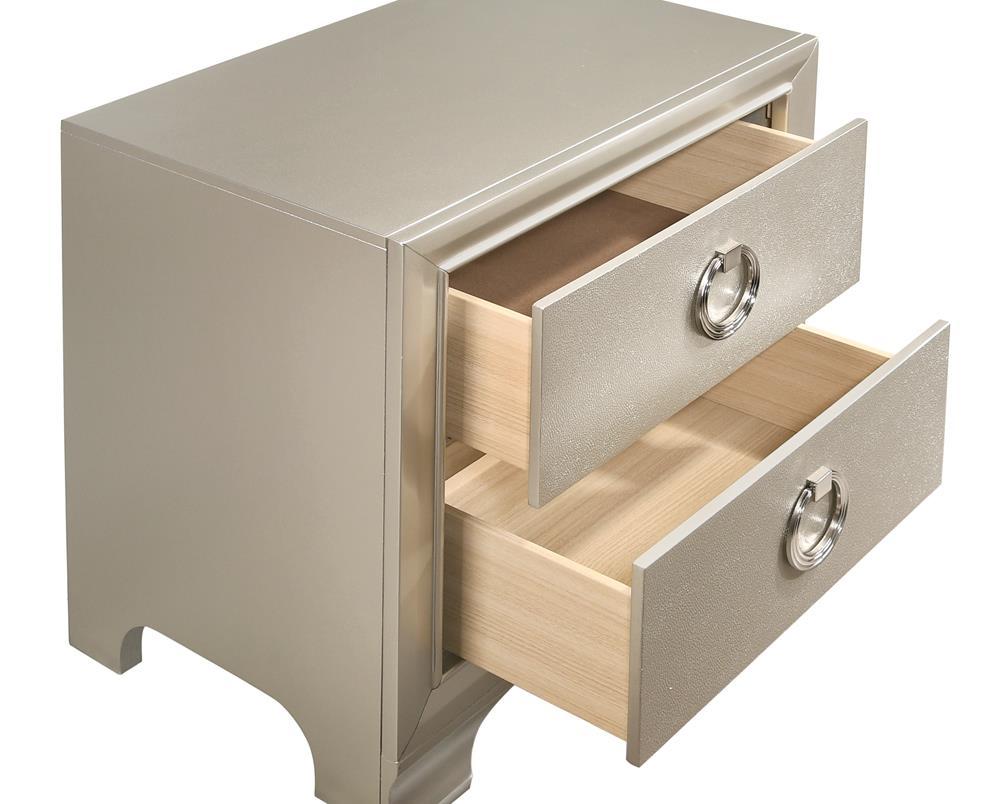 Salford 2-drawer Nightstand Metallic Sterling Half Price Furniture