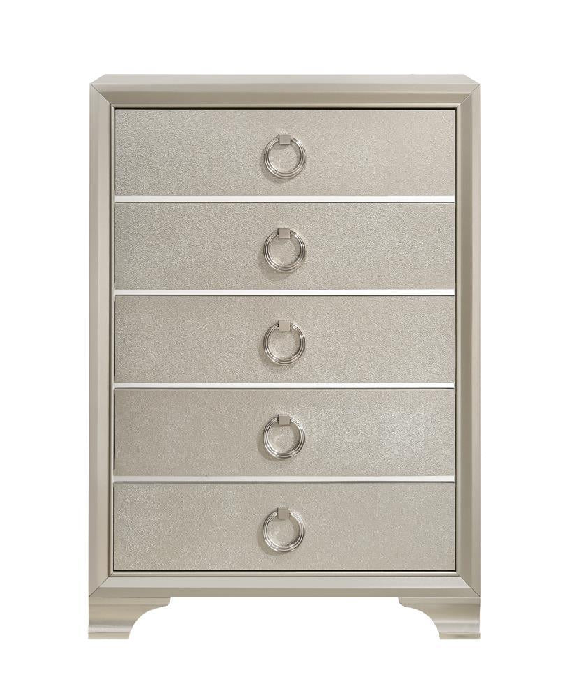 Salford 5-drawer Chest Metallic Sterling Half Price Furniture
