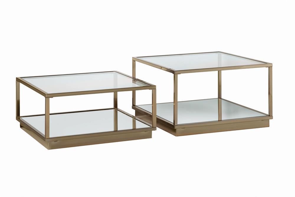 Renee 2-piece Square Occasional Set Rose Brass - Table Set - Half Price Furniture