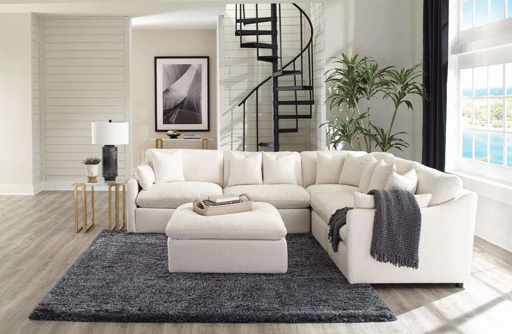 Hobson Cushion Seat Ottoman Off-White - Ottoman - Half Price Furniture