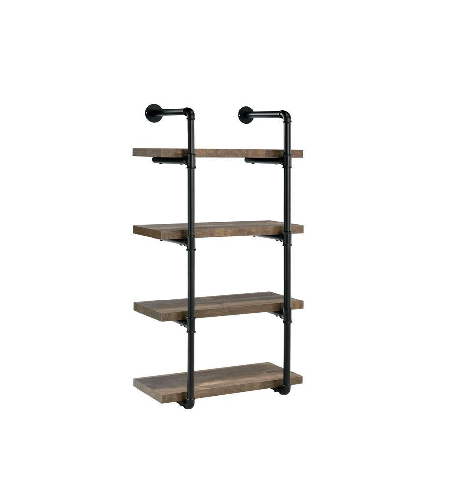Elmcrest 24-inch Wall Shelf Black and Rustic Oak - Wall Shelf - Half Price Furniture