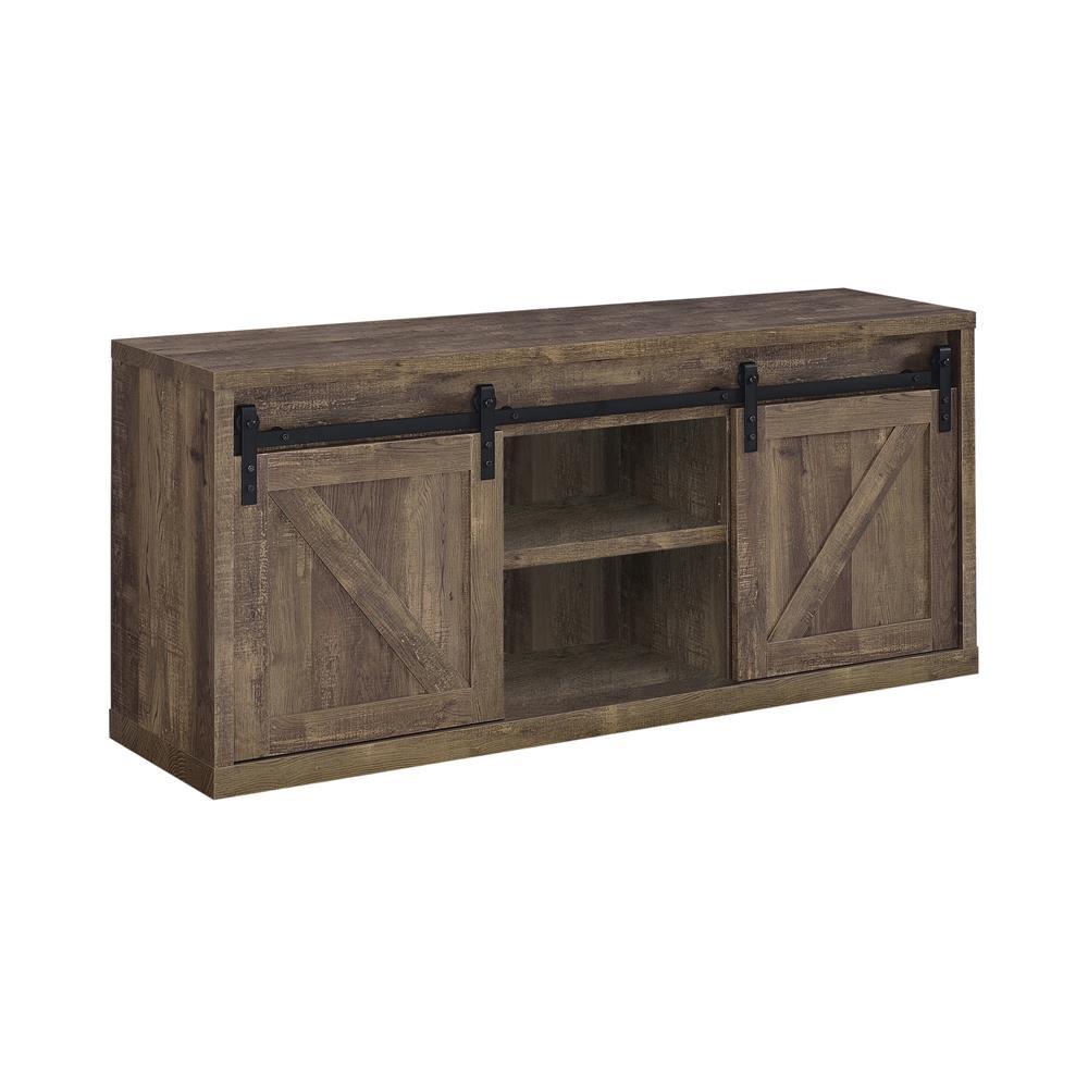 Brockton 59-inch 3-shelf Sliding Doors TV Console Rustic Oak - Half Price Furniture