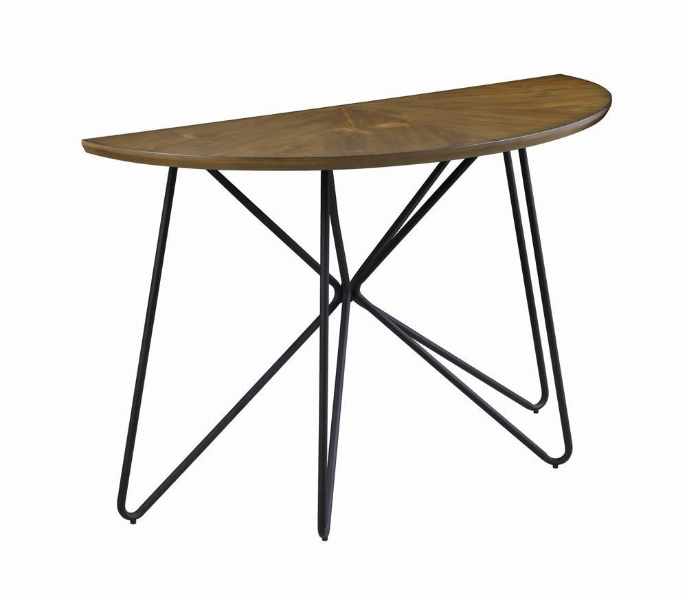 Brinnon Semicircle Sofa Table Dark Brown and Black - Half Price Furniture