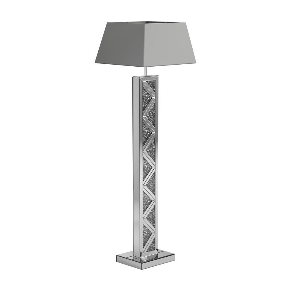 Carmen Geometric Base Floor Lamp Silver - Half Price Furniture