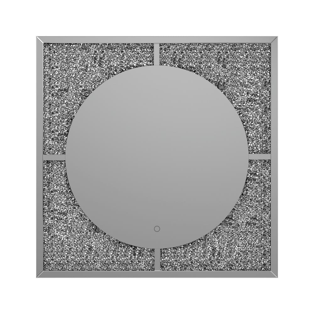 Theresa LED Wall Mirror Silver and Black - Half Price Furniture