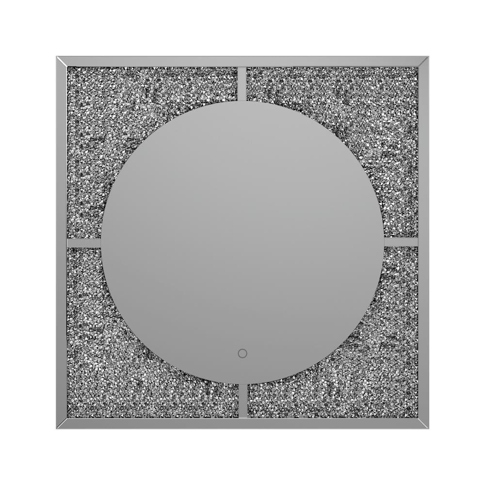 Theresa LED Wall Mirror Silver and Black - Mirror - Half Price Furniture