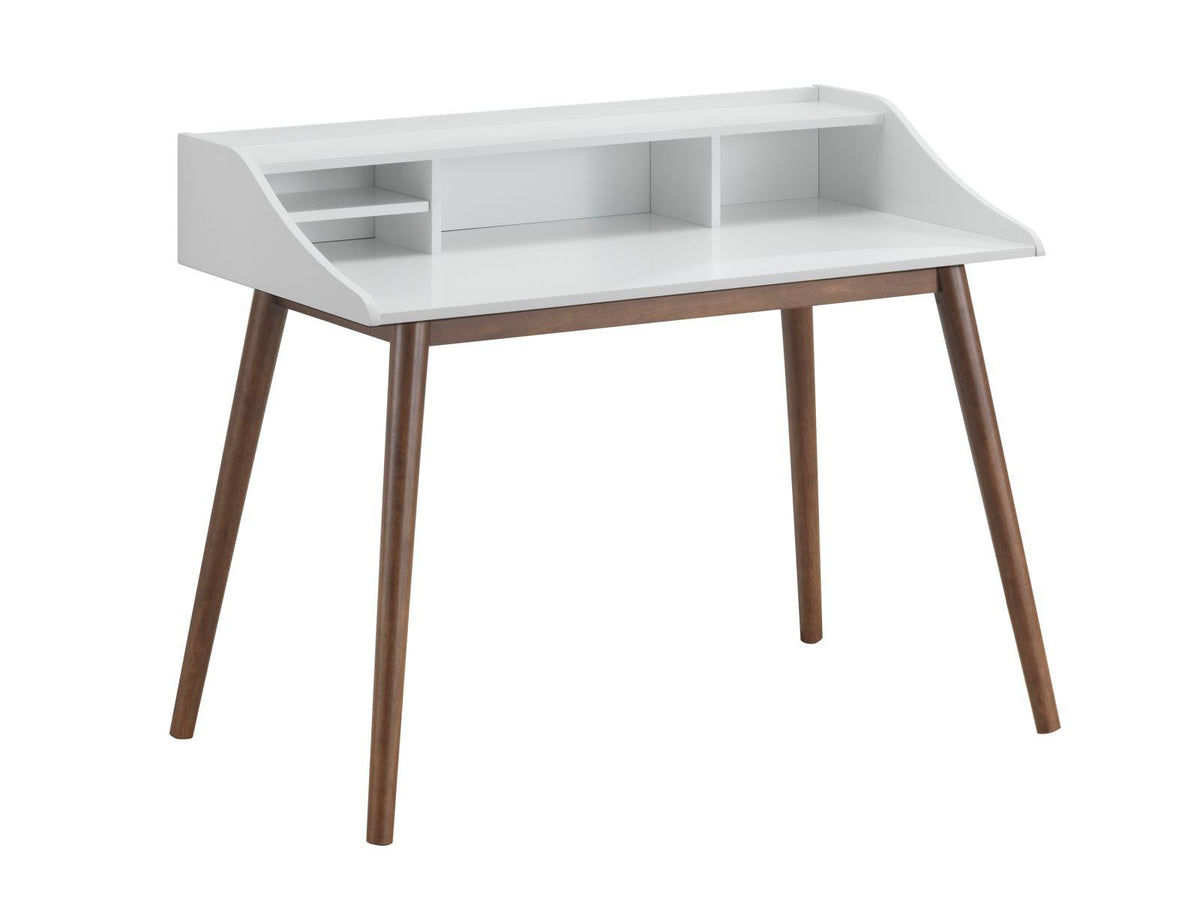 Percy 4-Compartment Writing Desk White and Walnut  Las Vegas Furniture Stores