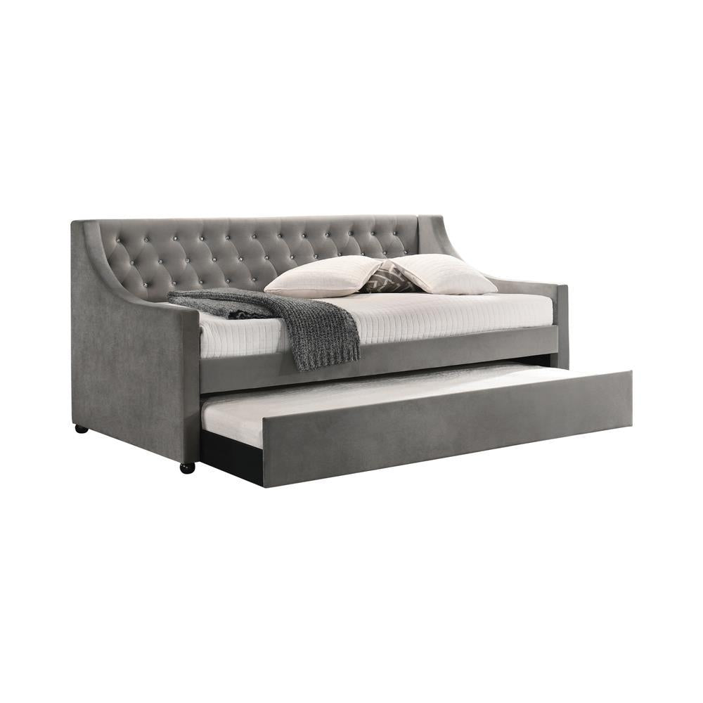 Chatsboro Twin Upholstered Daybed with Trundle Grey Chatsboro Twin Upholstered Daybed with Trundle Grey Half Price Furniture