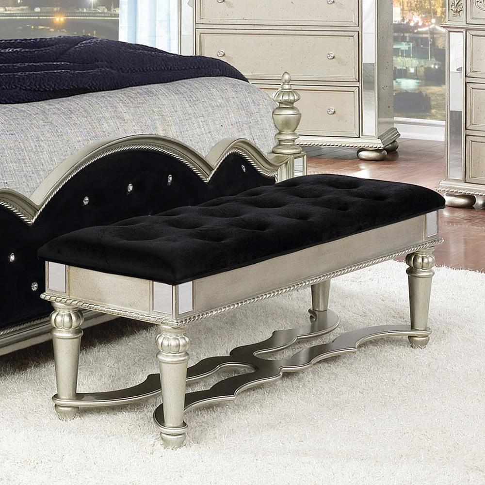 Heidi Upholstered Bench Metallic Platinum  Las Vegas Furniture Stores