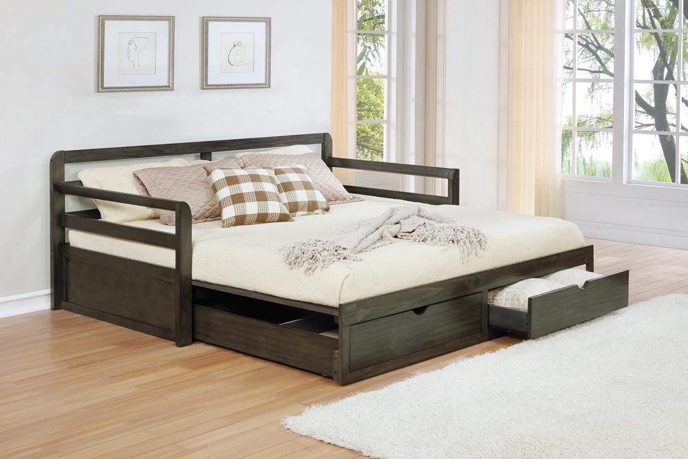 Sorrento 2-drawer Twin XL Daybed with Extension Trundle Grey  Las Vegas Furniture Stores