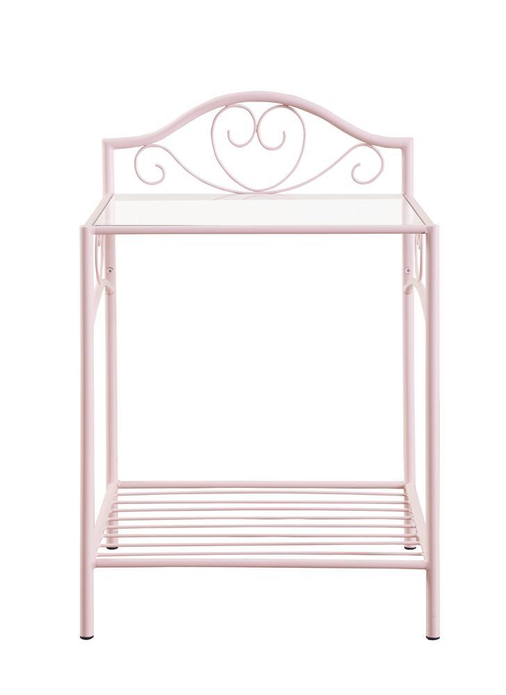 Massi 1-shelf Nightstand with Glass Top Powder Pink Massi 1-shelf Nightstand with Glass Top Powder Pink Half Price Furniture