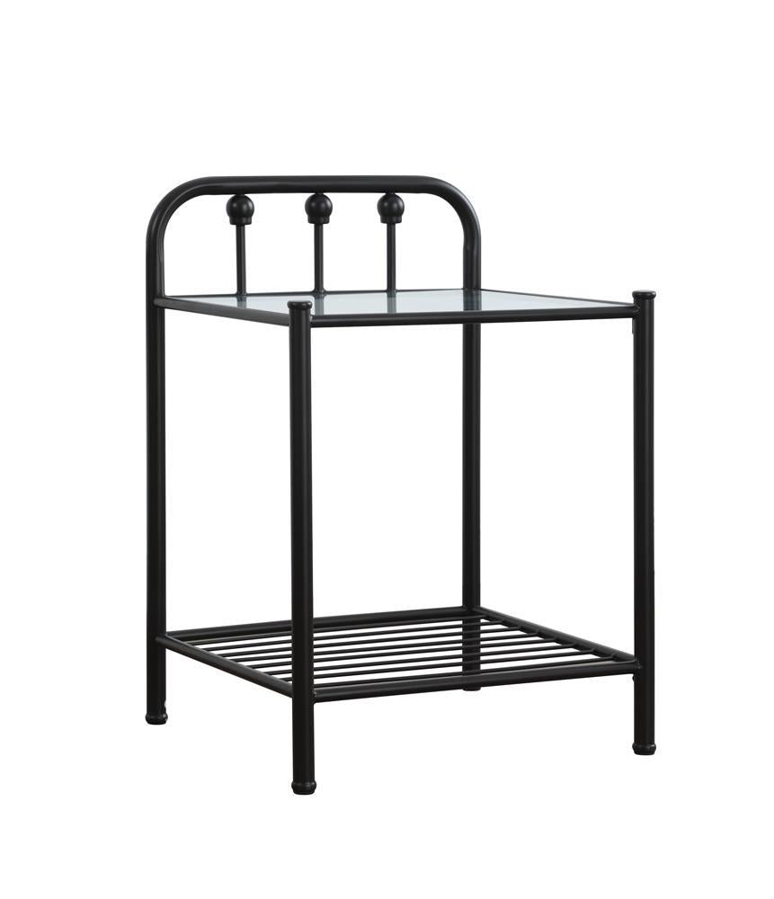 Livingston 1-shelf Nightstand with Glass Top Dark Bronze - Nightstand - Half Price Furniture