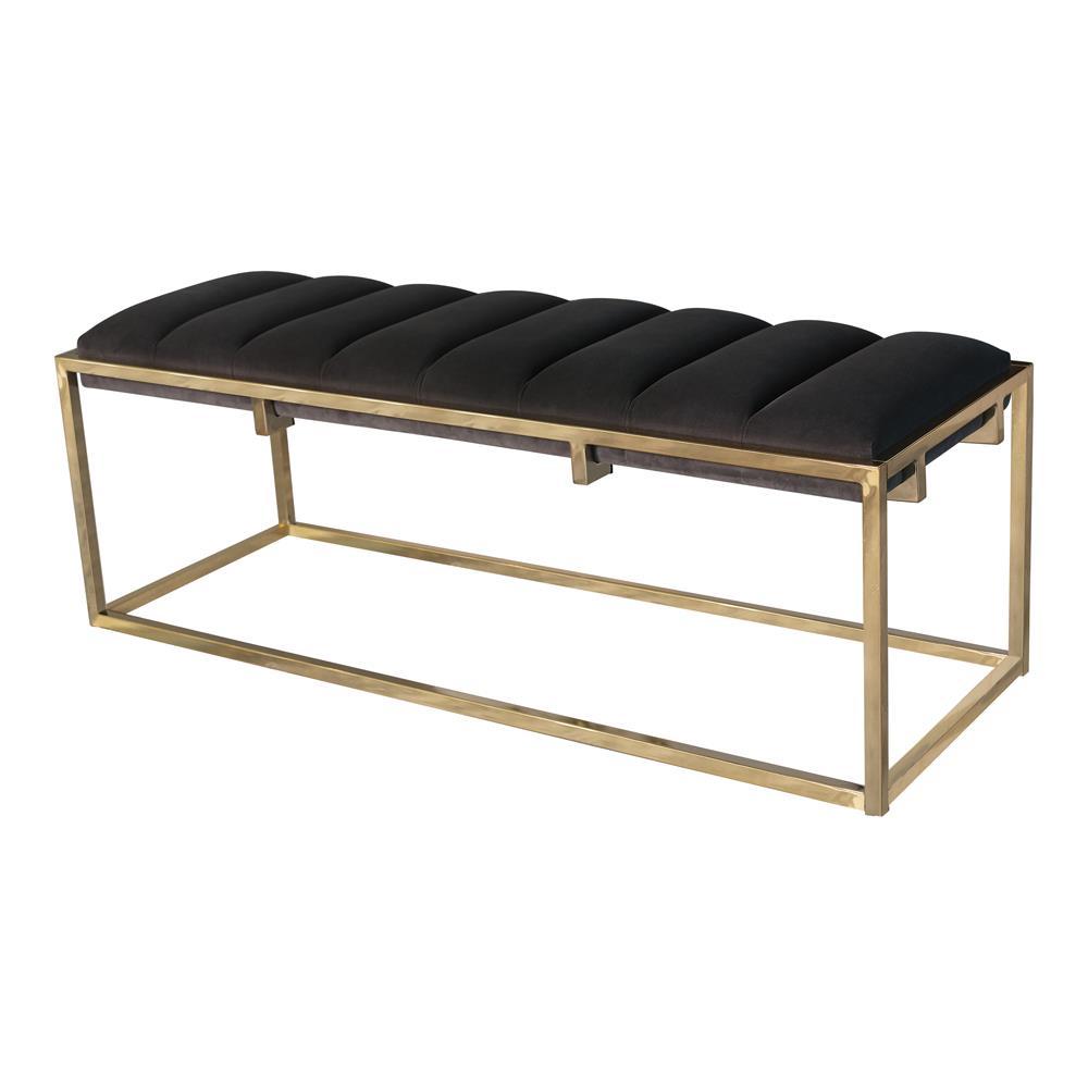 Lorena Tufted Cushion Bench Dark Grey and Gold - Half Price Furniture