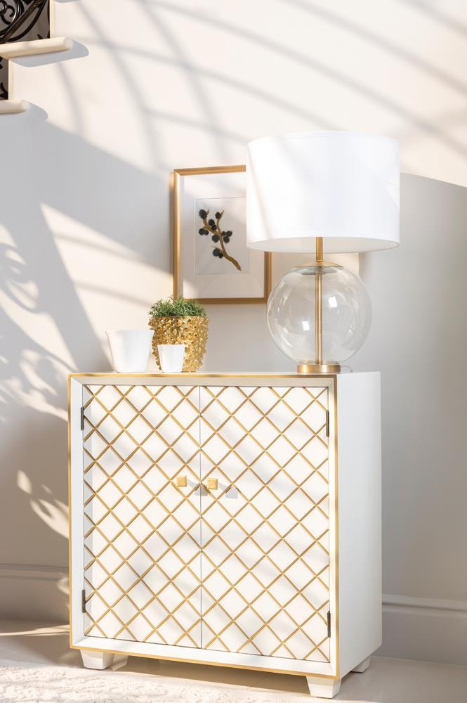 Belinda 2-door Accent Cabinet White and Gold - Accent Cabinet - Half Price Furniture