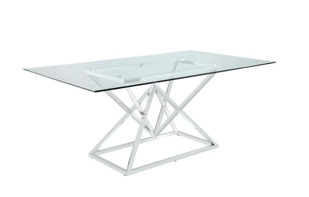 Beaufort Rectangle Glass Top Dining Table Chrome  Las Vegas Furniture Stores