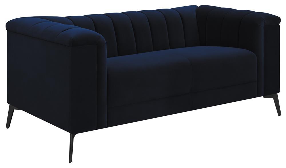 Chalet Tuxedo Arm Loveseat Blue - Loveseat - Half Price Furniture