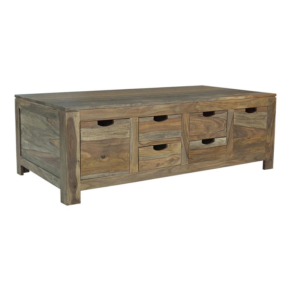 Esther 6-drawer Storage Coffee Table Natural Sheesham - Half Price Furniture