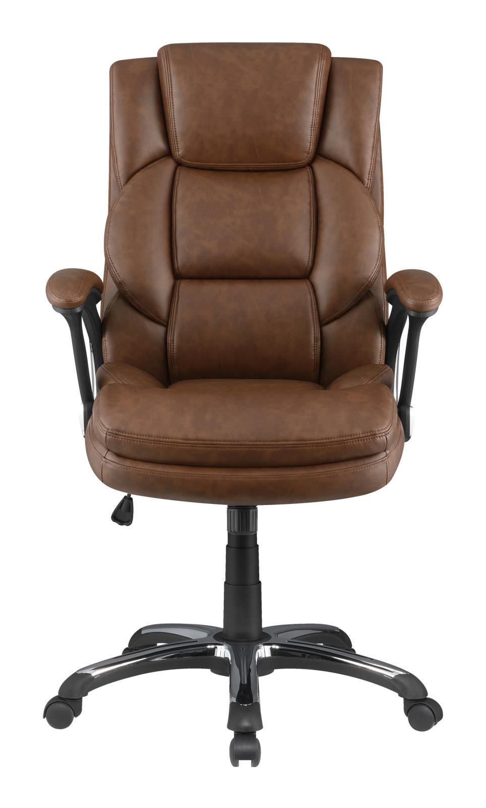Nerris Adjustable Height Office Chair with Padded Arm Brown and Black - Office Chair - Half Price Furniture
