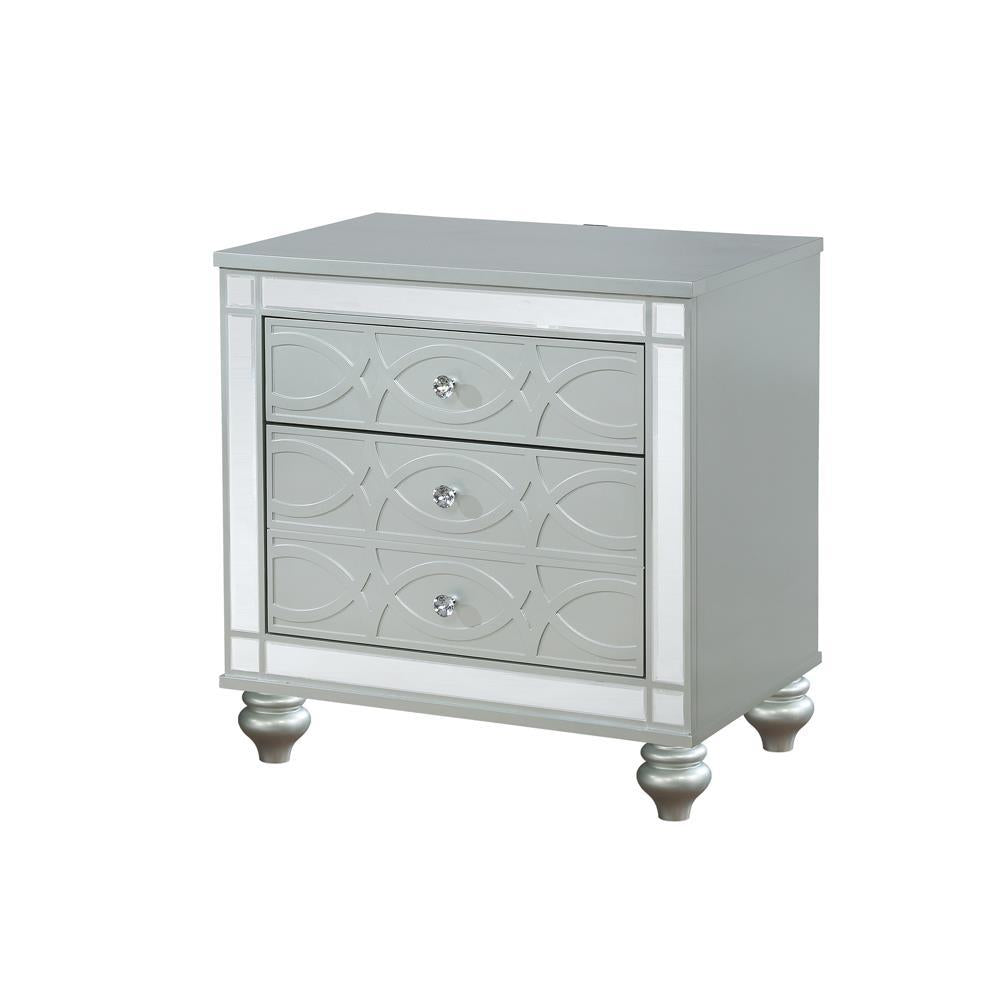 Gunnison 2-drawer Nightstand Silver Metallic - Nightstand - Half Price Furniture