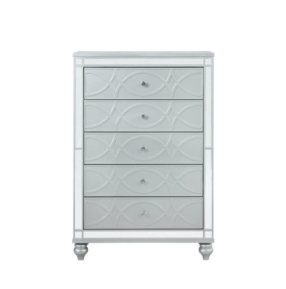 Gunnison 5-drawer Chest Silver Metallic Half Price Furniture