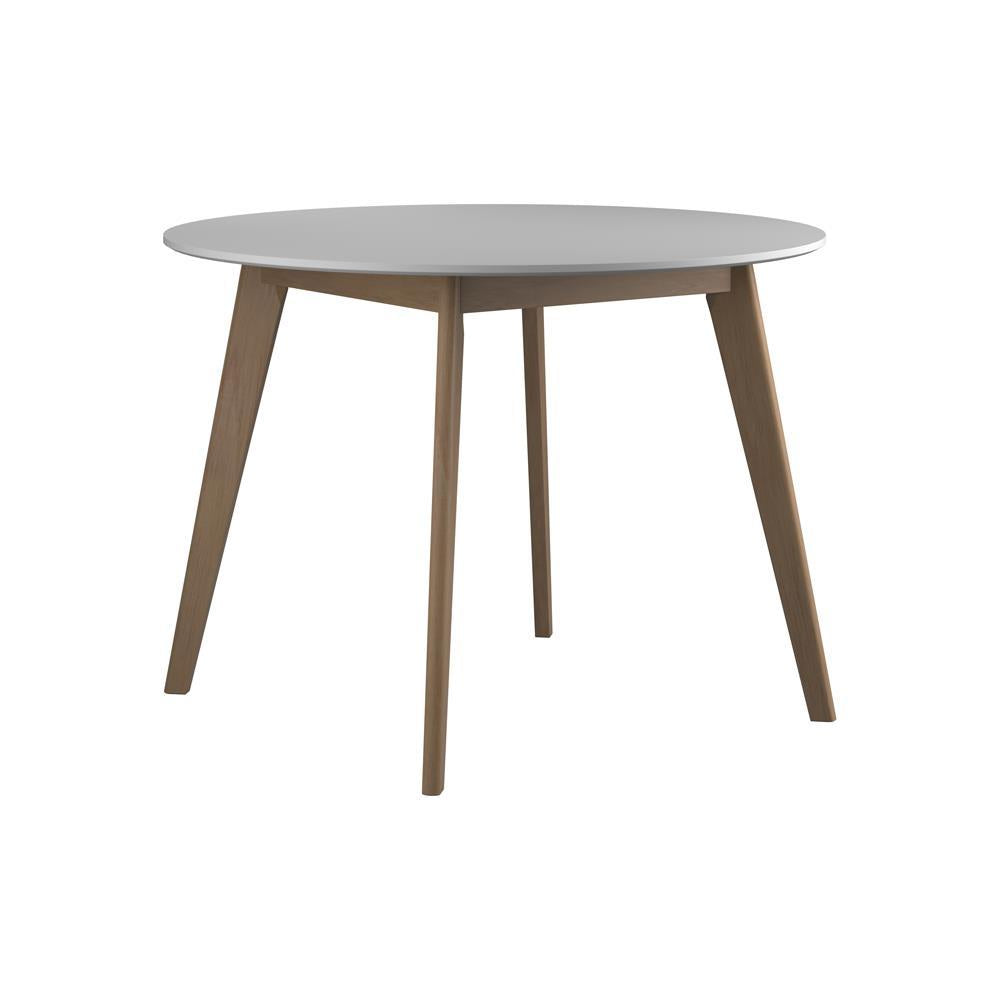 Breckenridge Round Dining Table Matte White and Natural Oak - Dining Table - Half Price Furniture