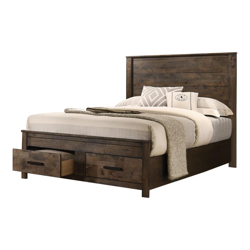 Woodmont Eastern King Storage Bed Rustic Golden Brown - Bed - Half Price Furniture