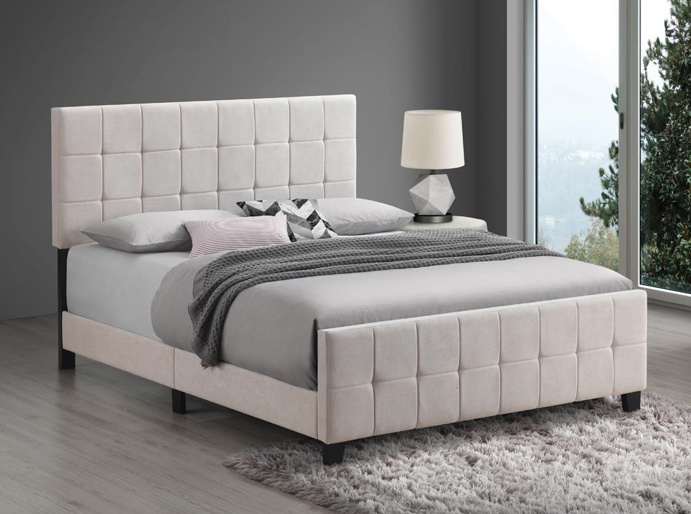 Fairfield Queen Upholstered Panel Bed Beige - Bed - Half Price Furniture