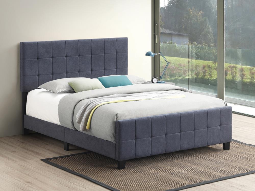 Fairfield Eastern King Upholstered Panel Bed Dark Grey Half Price Furniture