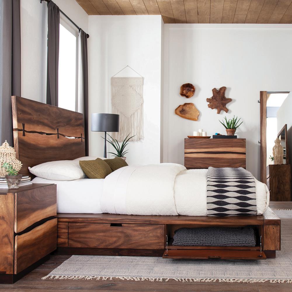 Winslow Storage Eastern King Bed Smokey Walnut and Coffee Bean Half Price Furniture