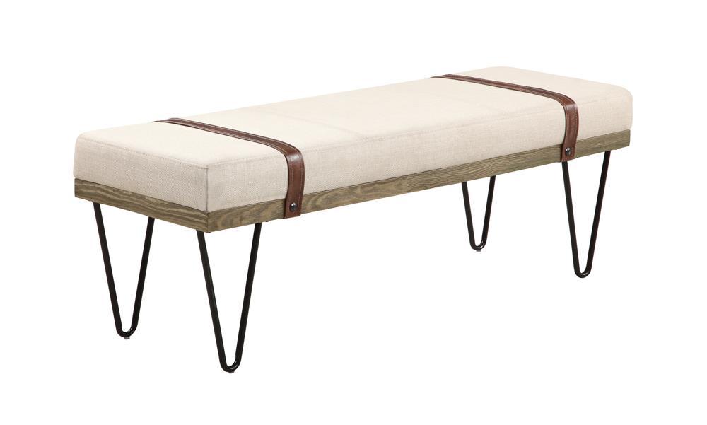 Austin Upholstered Bench Beige and Black - Half Price Furniture