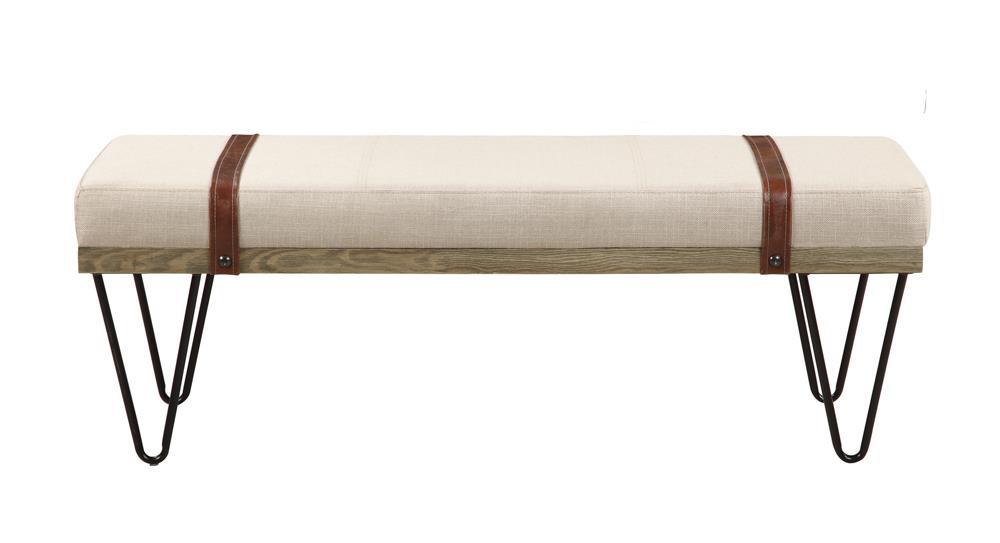 Austin Upholstered Bench Beige and Black Half Price Furniture