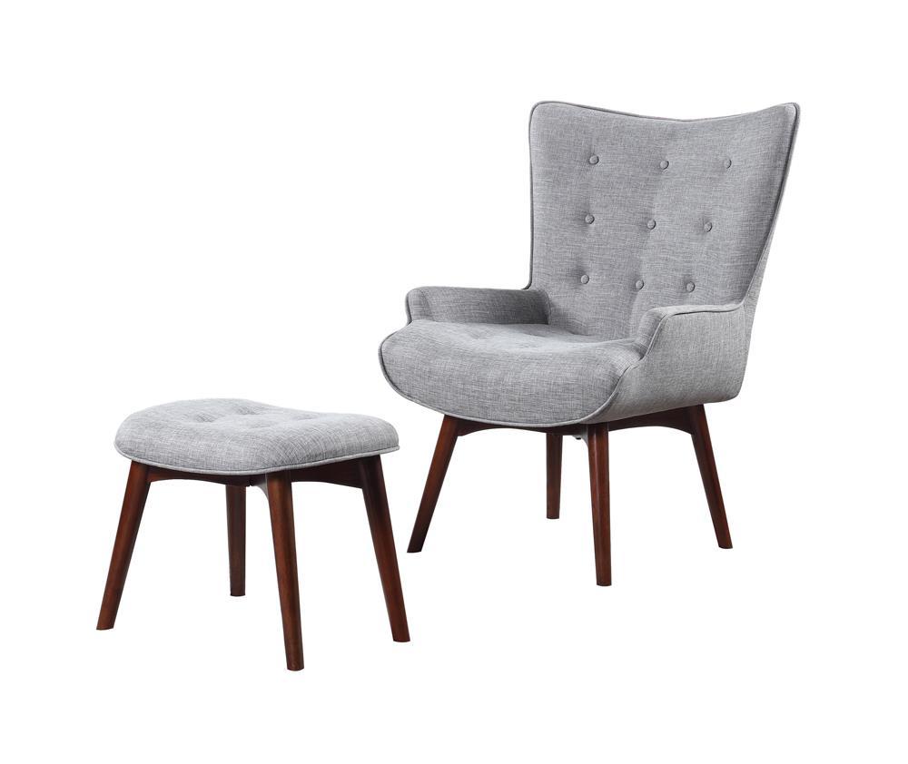 Willow Upholstered Accent Chair with Ottoman Grey and Brown Willow Upholstered Accent Chair with Ottoman Grey and Brown Half Price Furniture
