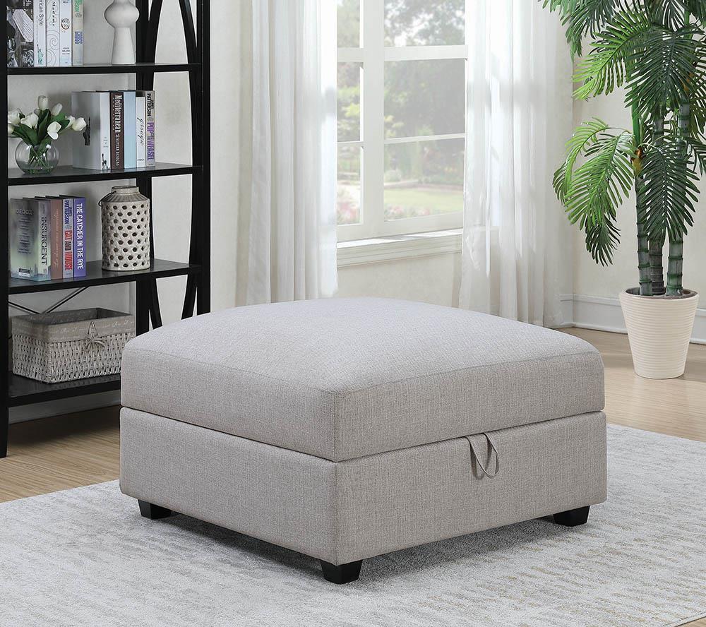 Cambria Upholstered Square Storage Ottoman Grey - Ottoman - Half Price Furniture