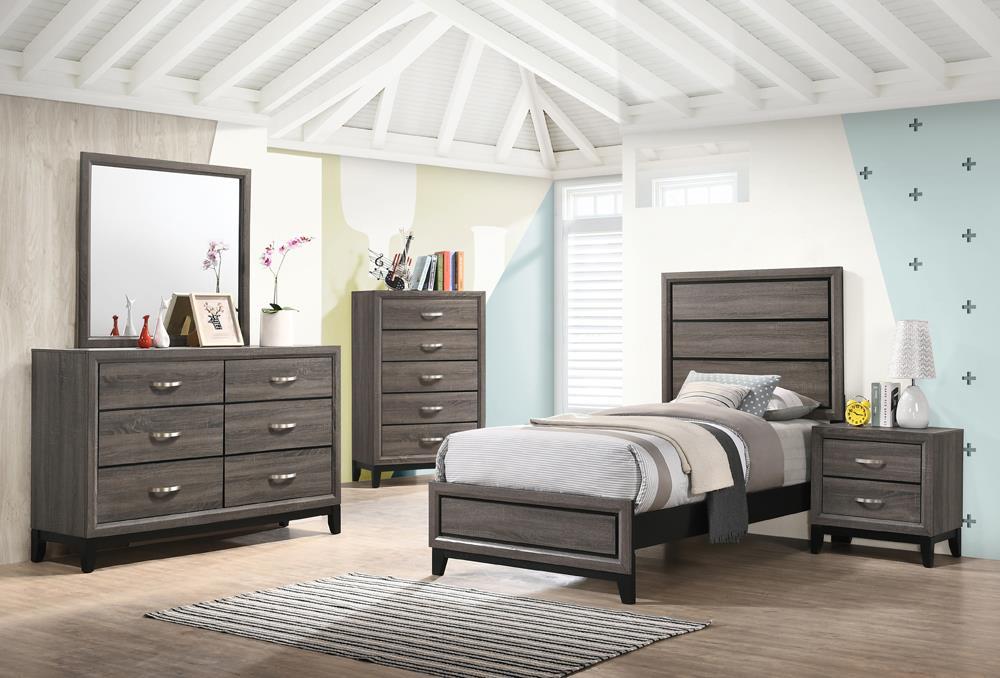 Watson Twin Panel Bed Grey Oak - Bed - Half Price Furniture